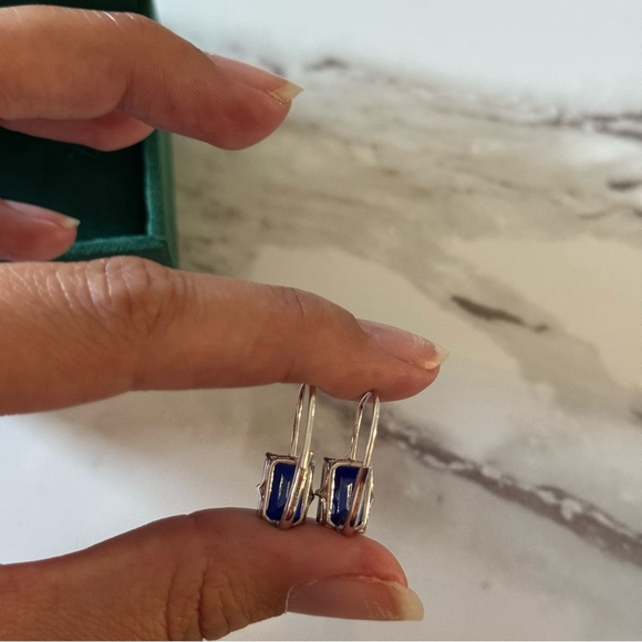 Dorsey Emile Earrings Lab Blue Sapphire Sterling Silver - Picture 4 of 7